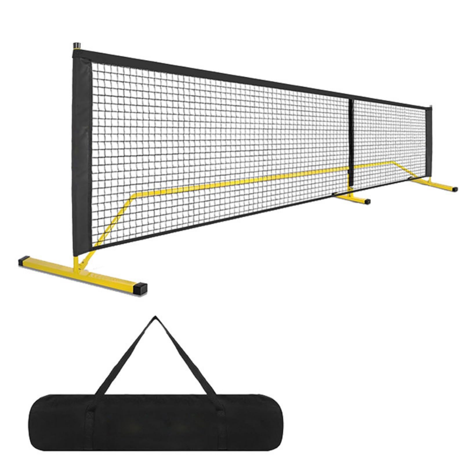 Rete da Professionale Livello Gara Regolamentare Montaggio Semplice Attrezzatura Sportiva, Rete Da Pickleball Gialla Con Telaio E Borsa Per Il Trasporto