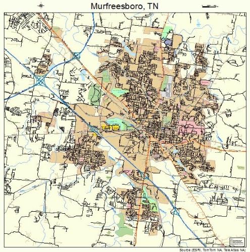 Amazon Com Large Street Road Map Of Murfreesboro Tennessee Tn Printed Poster Size Wall Atlas Of Your Home Town Home Kitchen Map Of Murfreesboro Tn