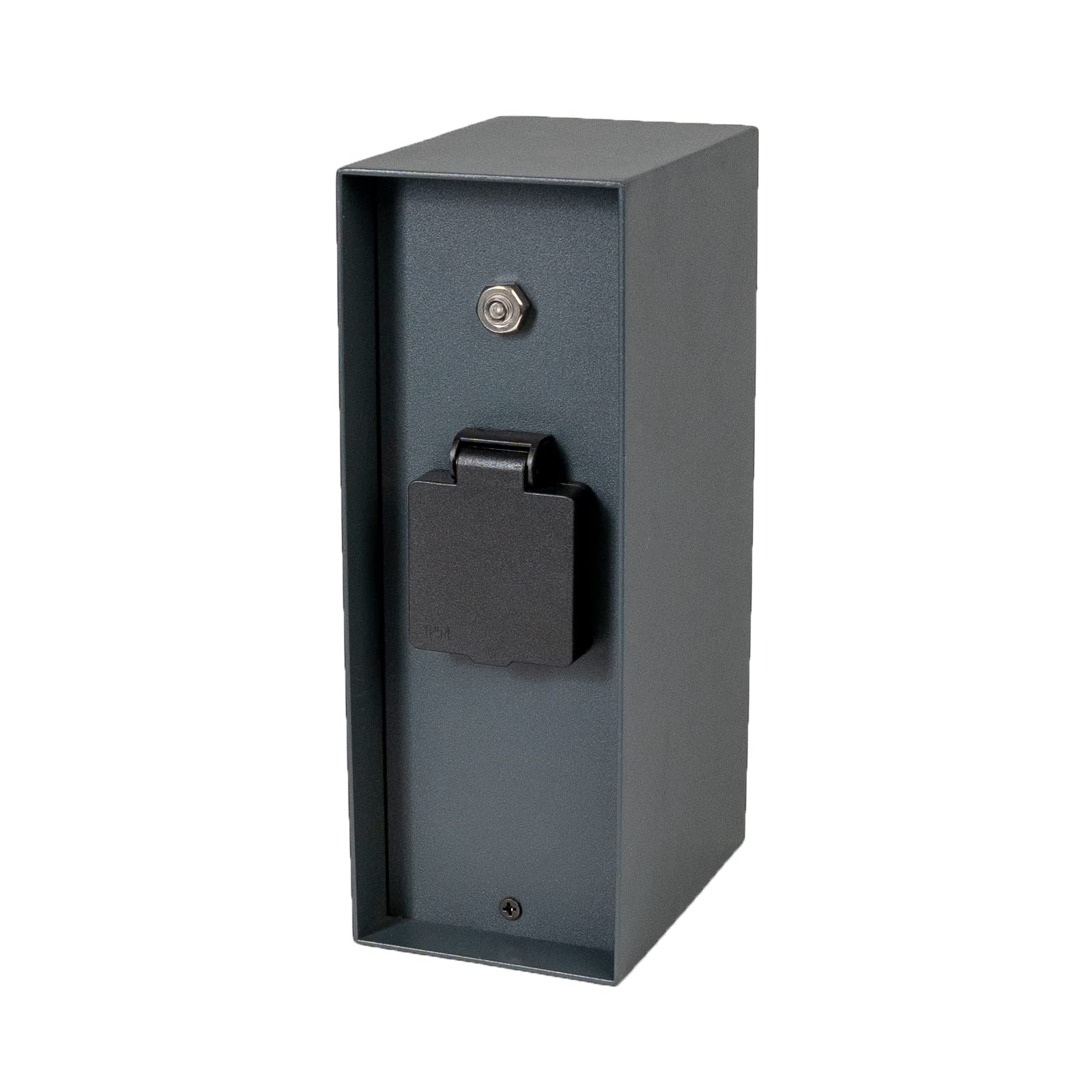 Grafner Edelstahl Design Gartensteckdose Dämmerungssensor, 3 Steckdosen, IP44, eckig, anthrazit, KEIN ROST – Pulverbeschichtung, Energiesäule Mehrfach Metall Außen Steckdose schwarz Helligkeitssensor