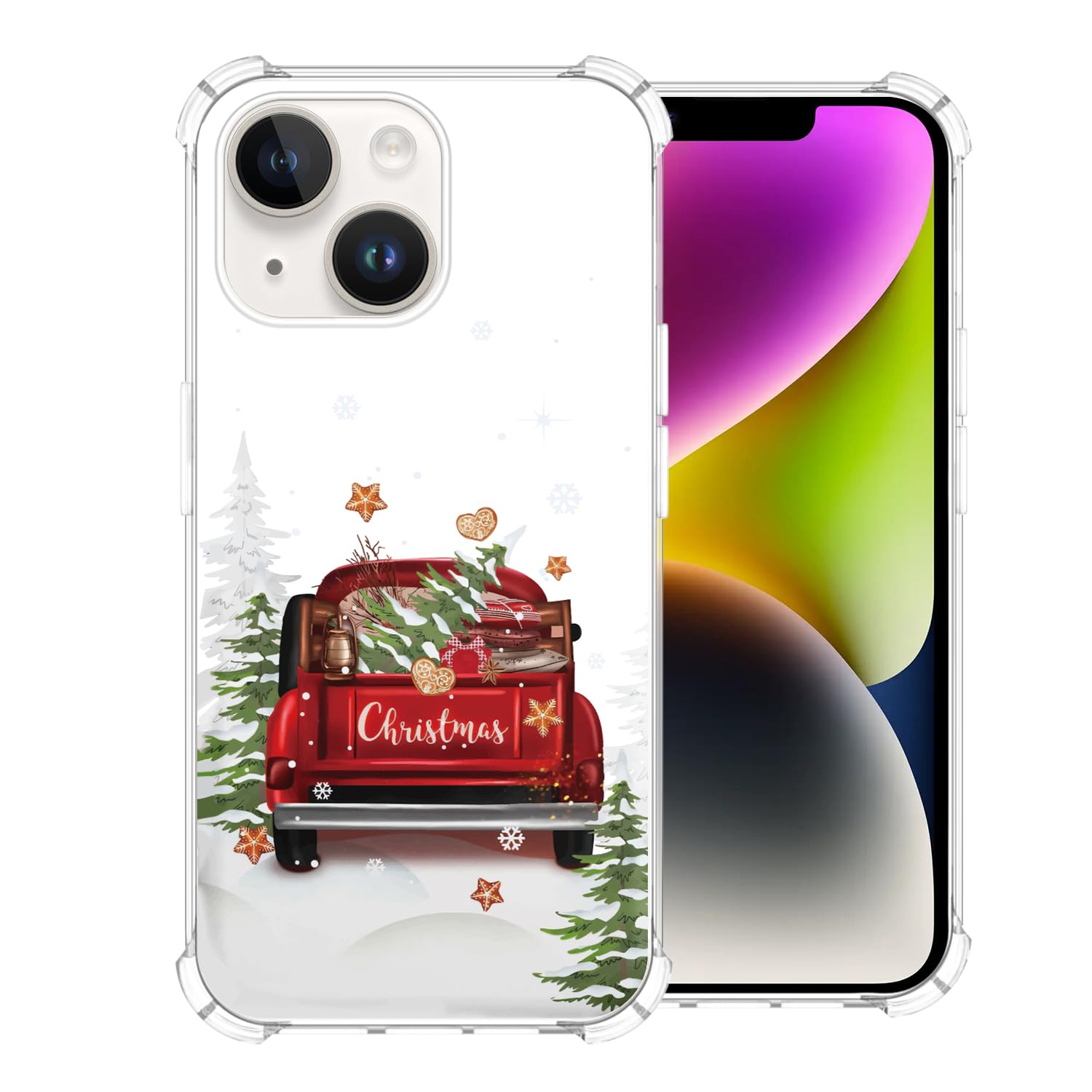 Coque silicone iPhone 14 Plus transparente antichoc motif Noël camion - 8