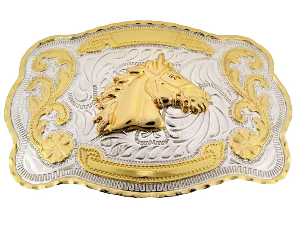 WMG Western Rodeo Horse Head Hebillas Vaqueras Large Huge Gold Tone Belt Buckle