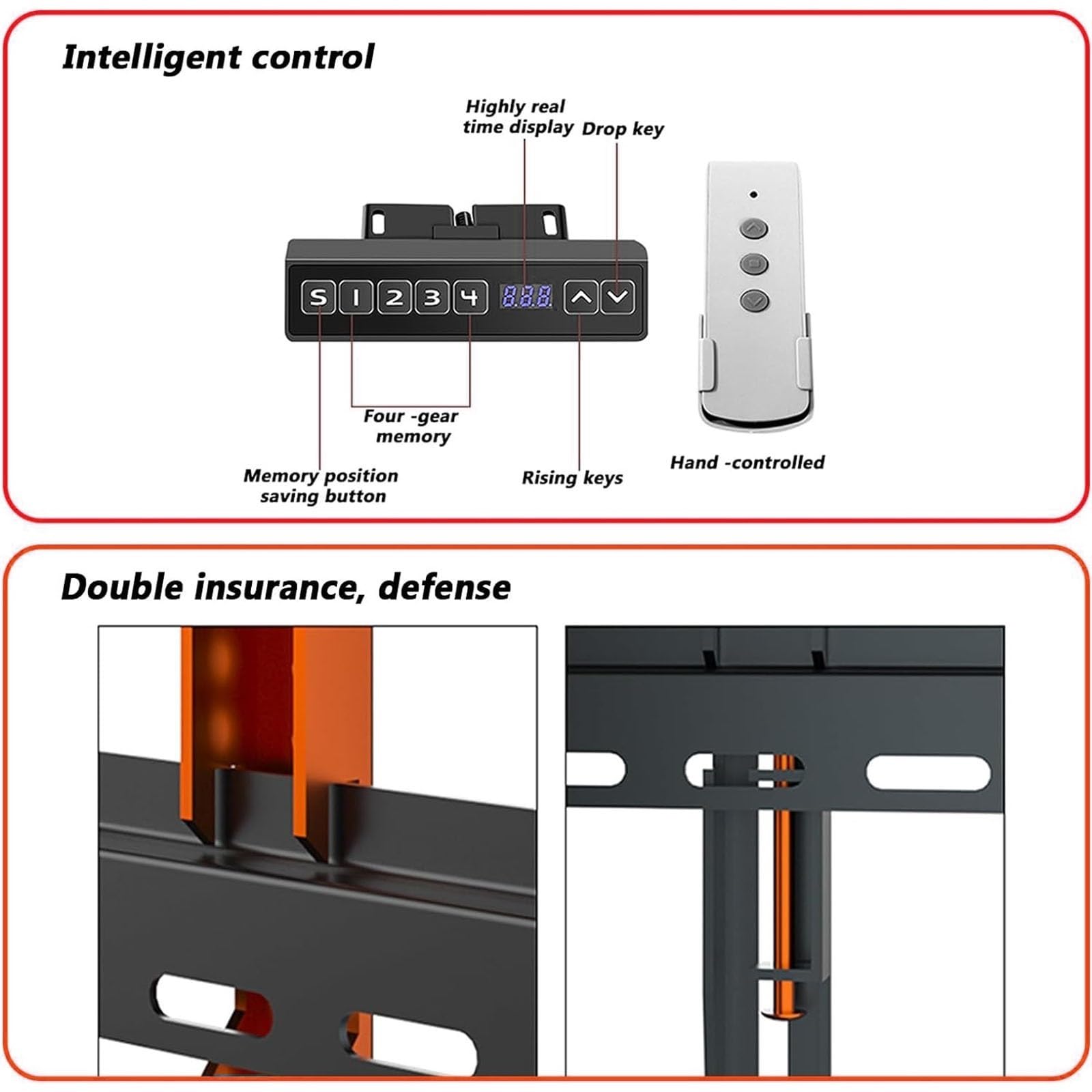 Elevador motorizado para TV de techo con control remoto, altura ajustable, elevación automática para entretenimiento de pantalla grande
