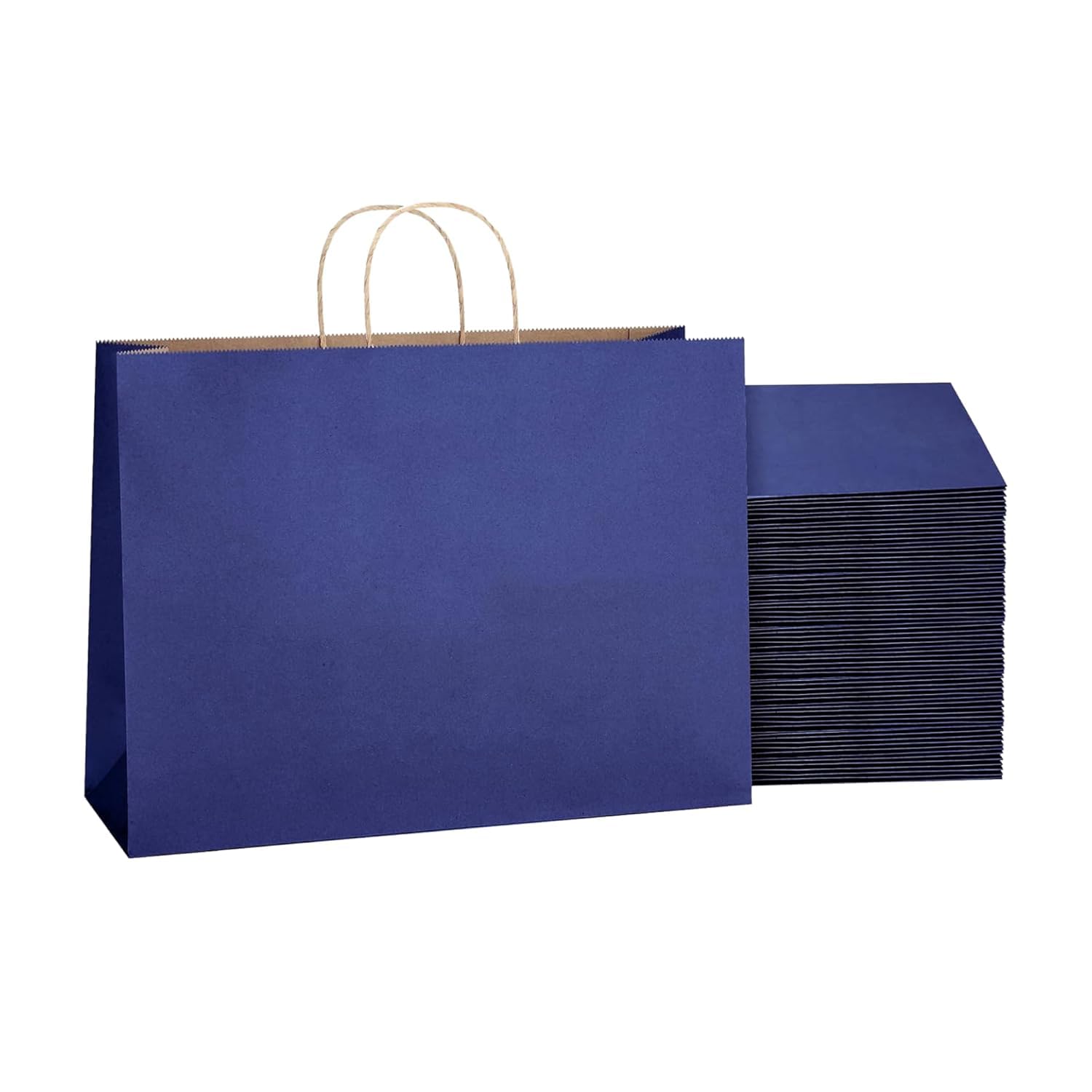 Gitanjali Paper Curves® Gift Bags 10pcs 16x12x6 inch Large Paper Bag with Handles - Return Gift Bag, Party Favor kraft Paper Shopping Retail Paper Carry Bags, Disposable Paper covers (Large-Dark Blue, Pack of 10)