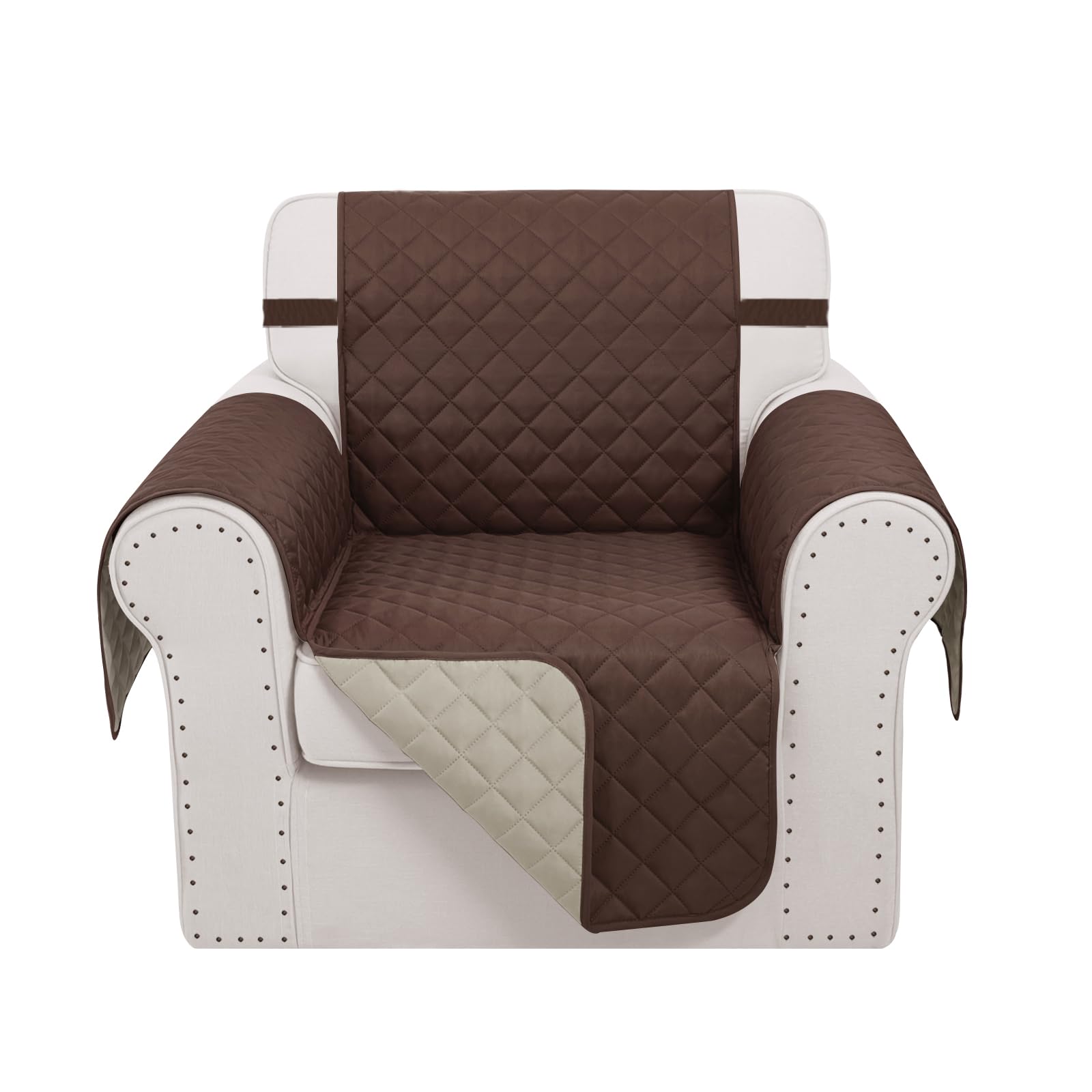 Recliner Chair Covers Reversible Sofa Couch Cover for Pets Lazy Boy Furniture Protector(23''Chair,Chocolate/Beige)