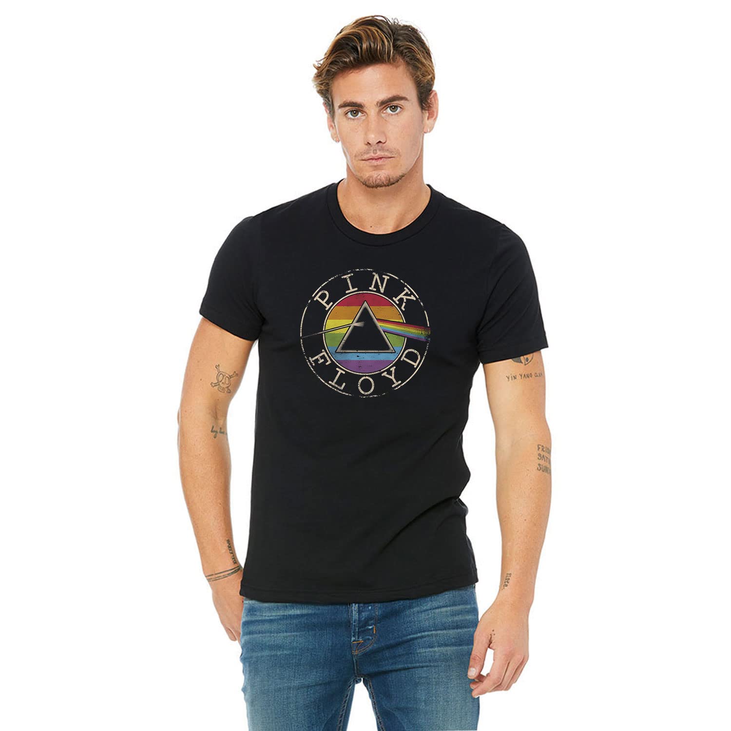 KadakMerchPink Floyd - Rainbow Logo | 100% Super Soft Cotton | Round Neck Funny Cute Sarcasm Dark Humor Half Sleeve Unisex T-Shirt