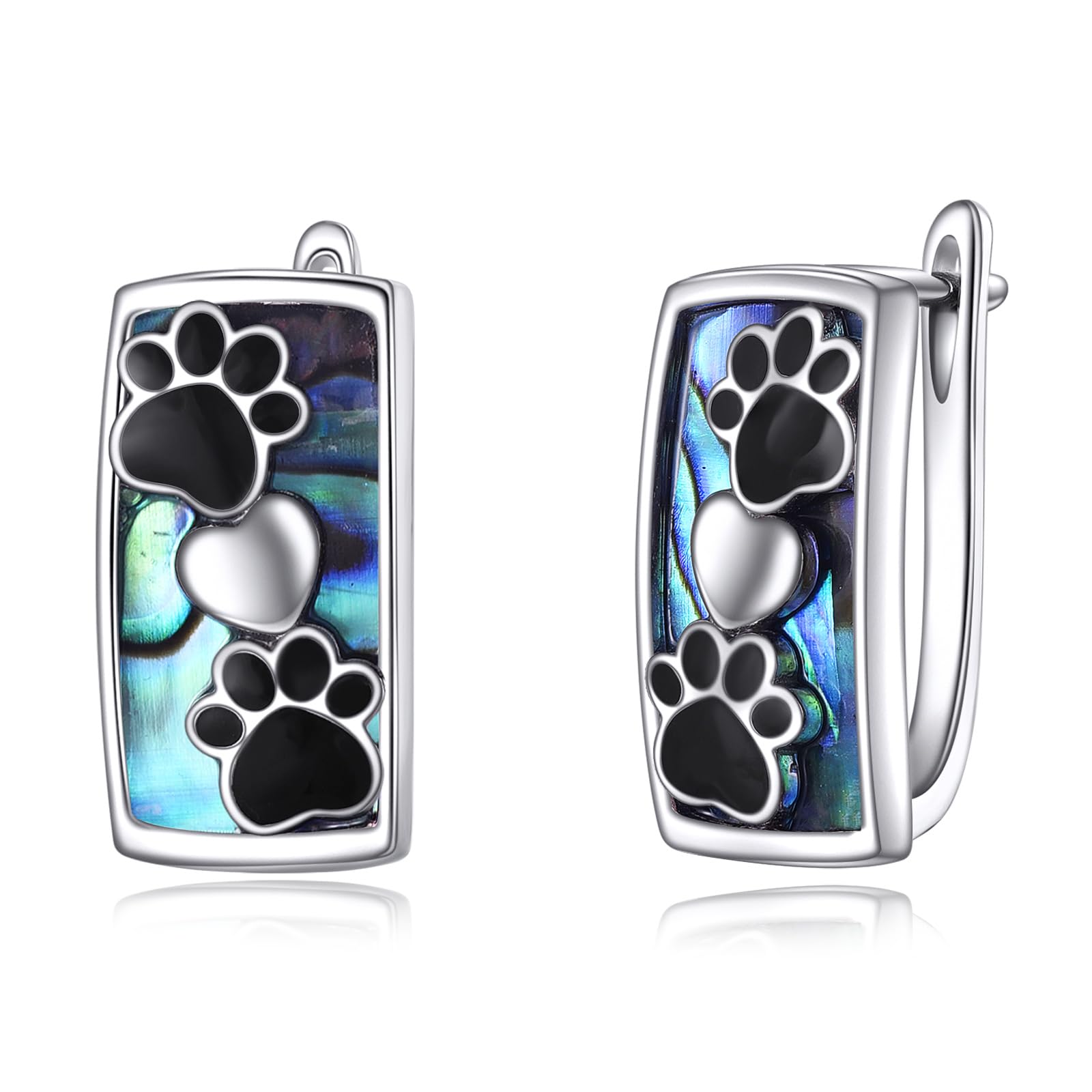 Abalone Muschel Keltisch/Libelle/Filigran/Pfotenabdruck Ohrringe Sterling Silber Creolen Tropfenohrringe Schmuck Geschenke für Damen Frauen Mädchen