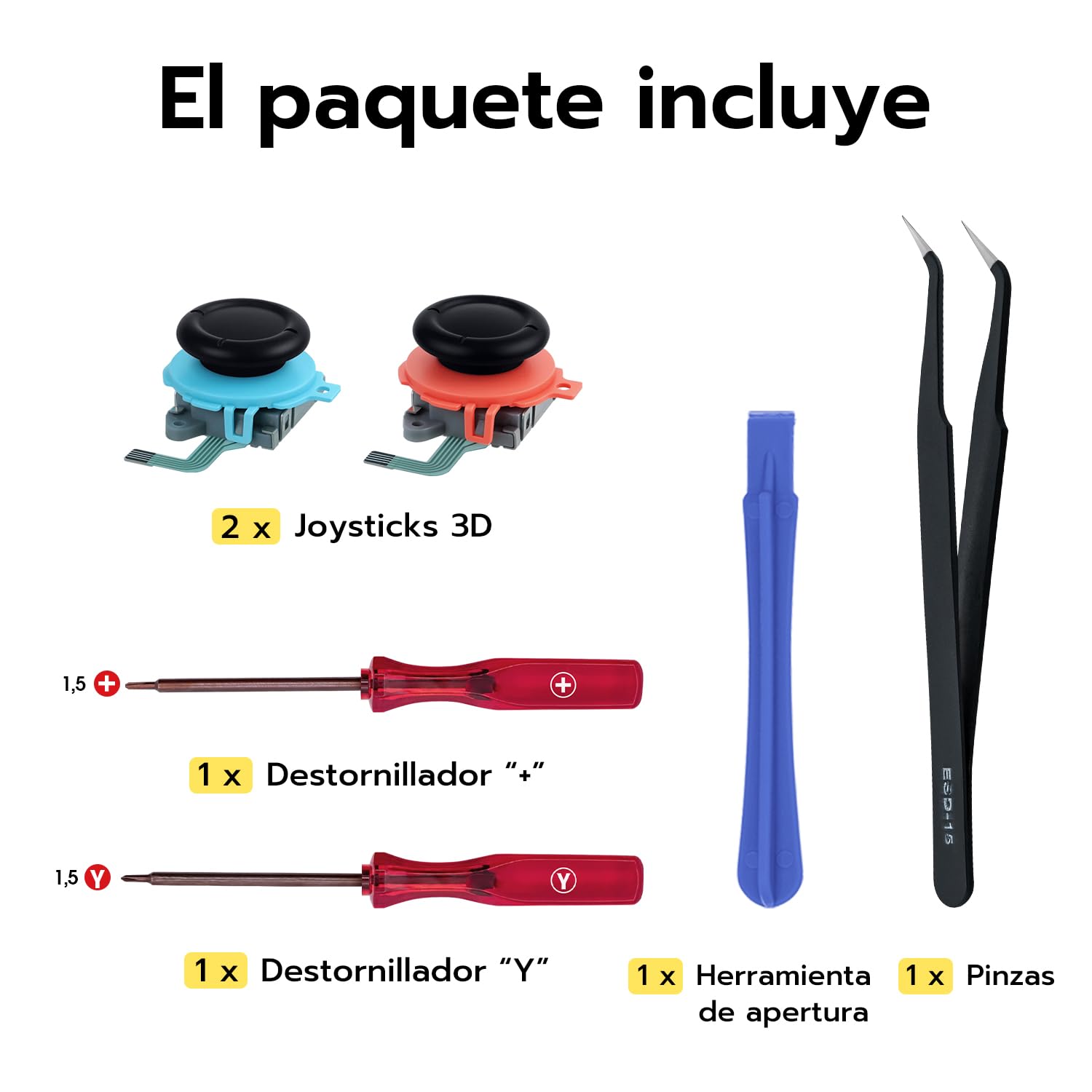 Wigearss Joystick Analógico 3D de Repuesto [2 Piezas] y Kit de Herramientas de Reparación para Mandos Joy-Con de Nintendo Switch 2