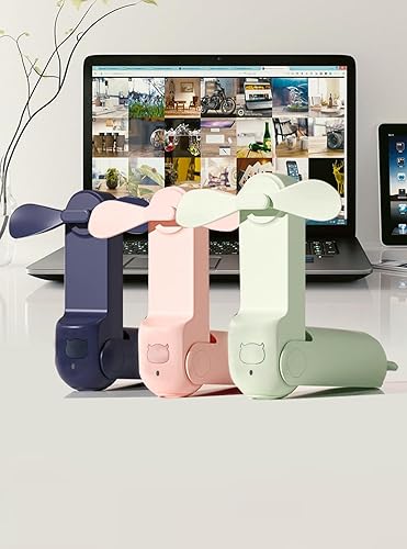 Miniatura 6 de Ventilador de mano portátil, mini ventilador de mano plegable 2 en 1, ventilador de bolsillo personal recargable por USB con banco de energía, mini