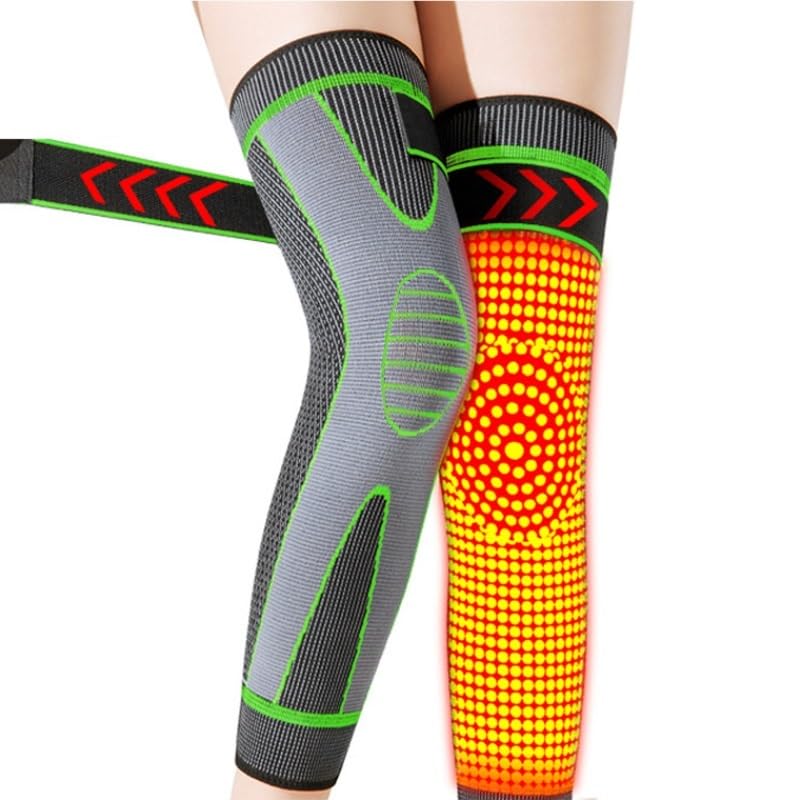 Exercise, protection Extended Knee Pads Knee Pads Anti-slip Plus Straps Old Cold Legs Wormwood Thickened for Fitness, cycling, running, playing football(Orange,X-Large)