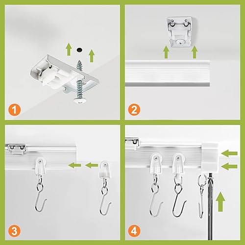 Miniatura 9 de KXLife Riel de cortina de techo flexible negro, riel de techo, riel de cortina, riel de cortina, barra de cortina de techo, sistema de riel de