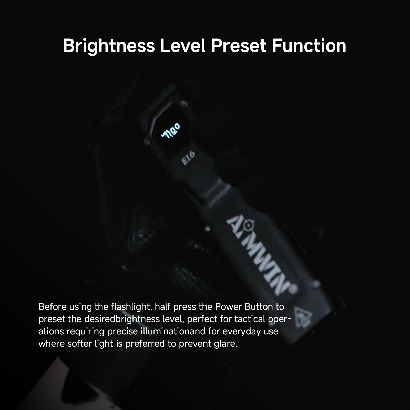 AIMWIN EI6 Linterna EDC 3100 Lúmenes con Pantalla OLED Recargable USB C Linterna Plana Alcance de 305 m Protección Inteligente contra Sobrecalentamiento Doble Interruptor Trasero Turbo Estroboscópico