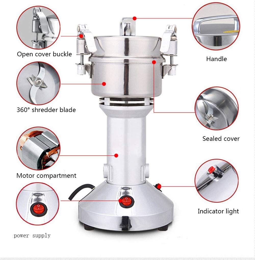 Macinacaffè Elettrico per Cereali, spezie, Erbe, caffè, Macchina per la Famiglia, in Acciaio Inox, 150 g