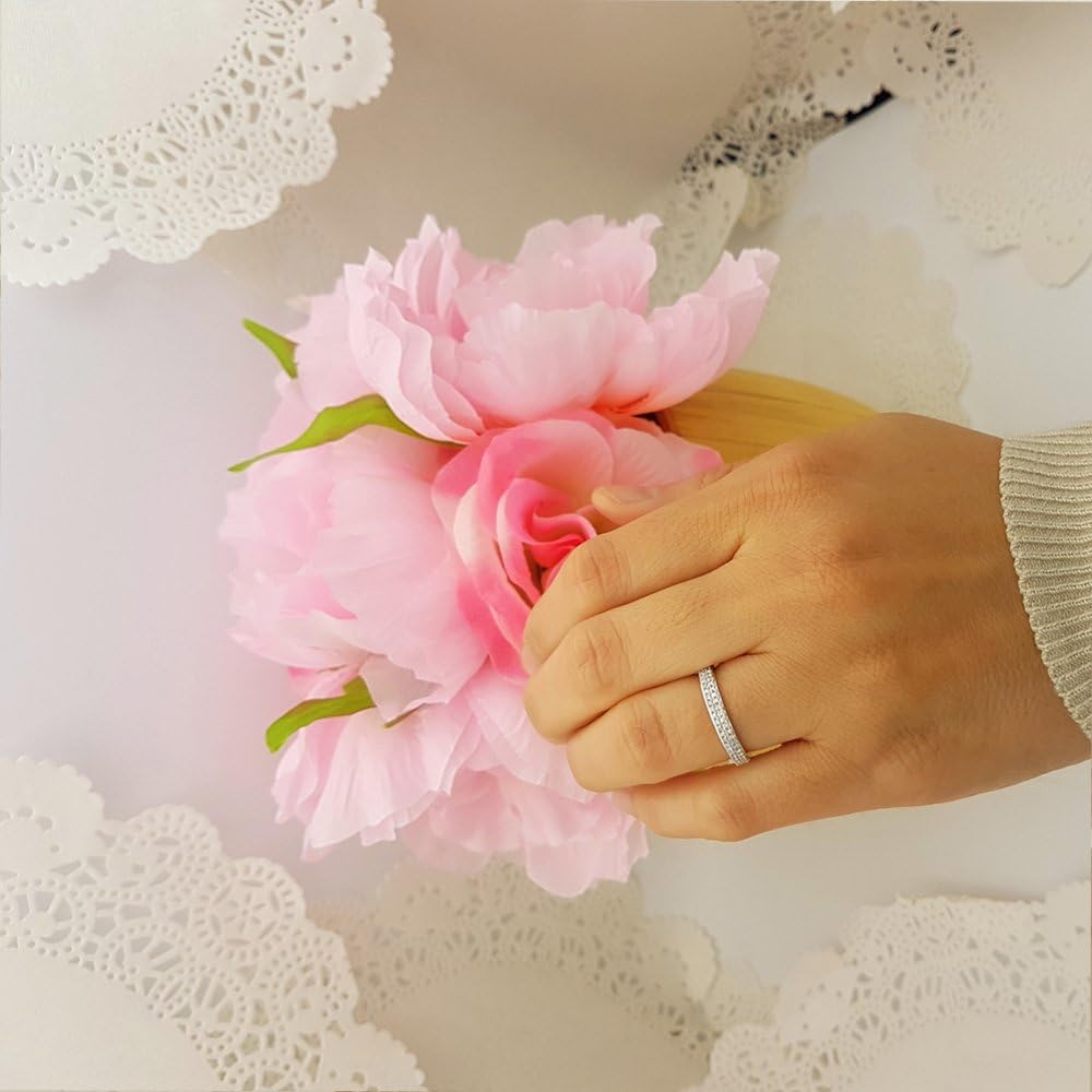 Dazzlingrock Collection 0.20 Ctw 10K Real Solid Gold Round White Natural Diamond Women Double Row Wedding Band 1/5 CT - Image 6