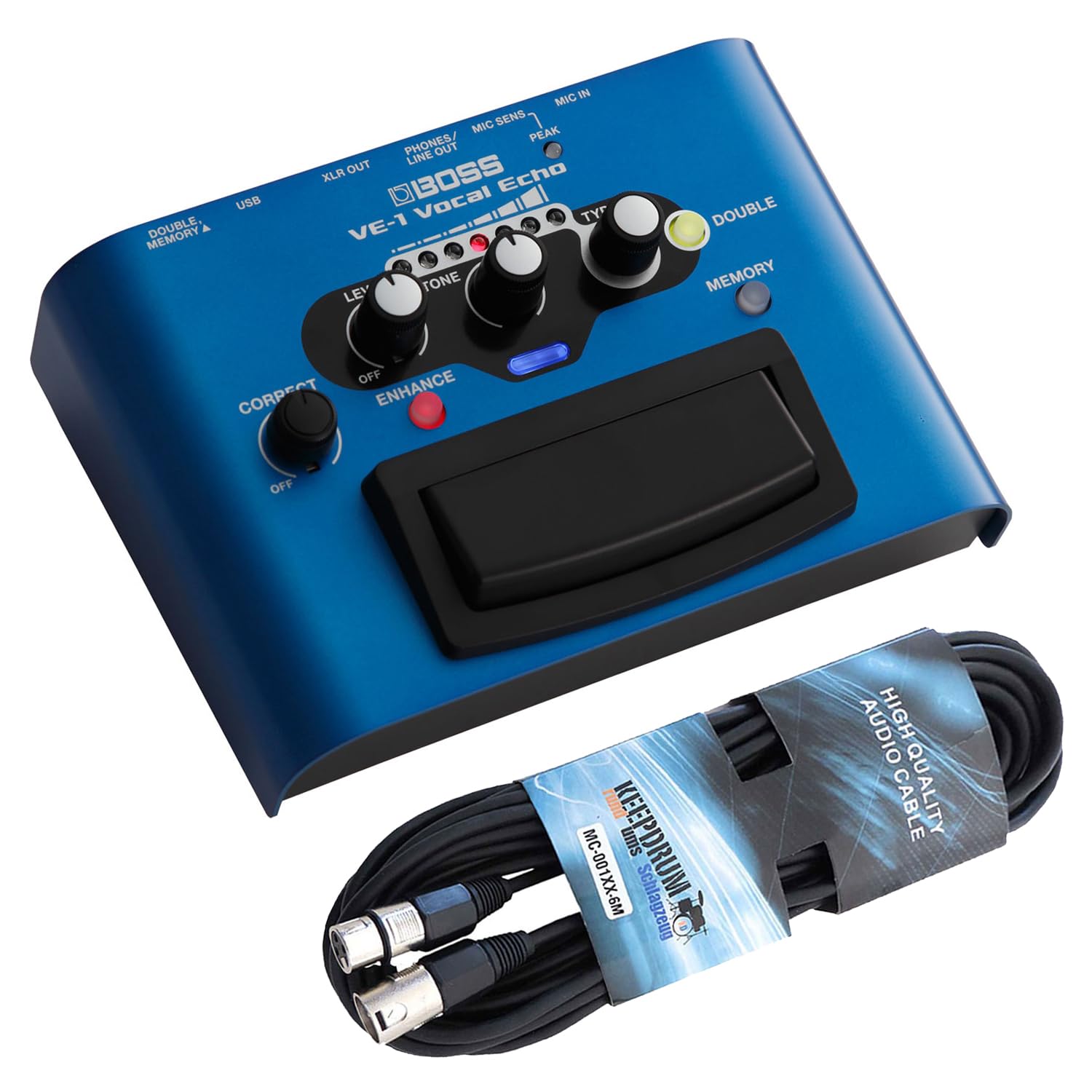 Boss VE-1 Vocal-Echo urządzenie do śpiewania z kablem keepdrum XLR