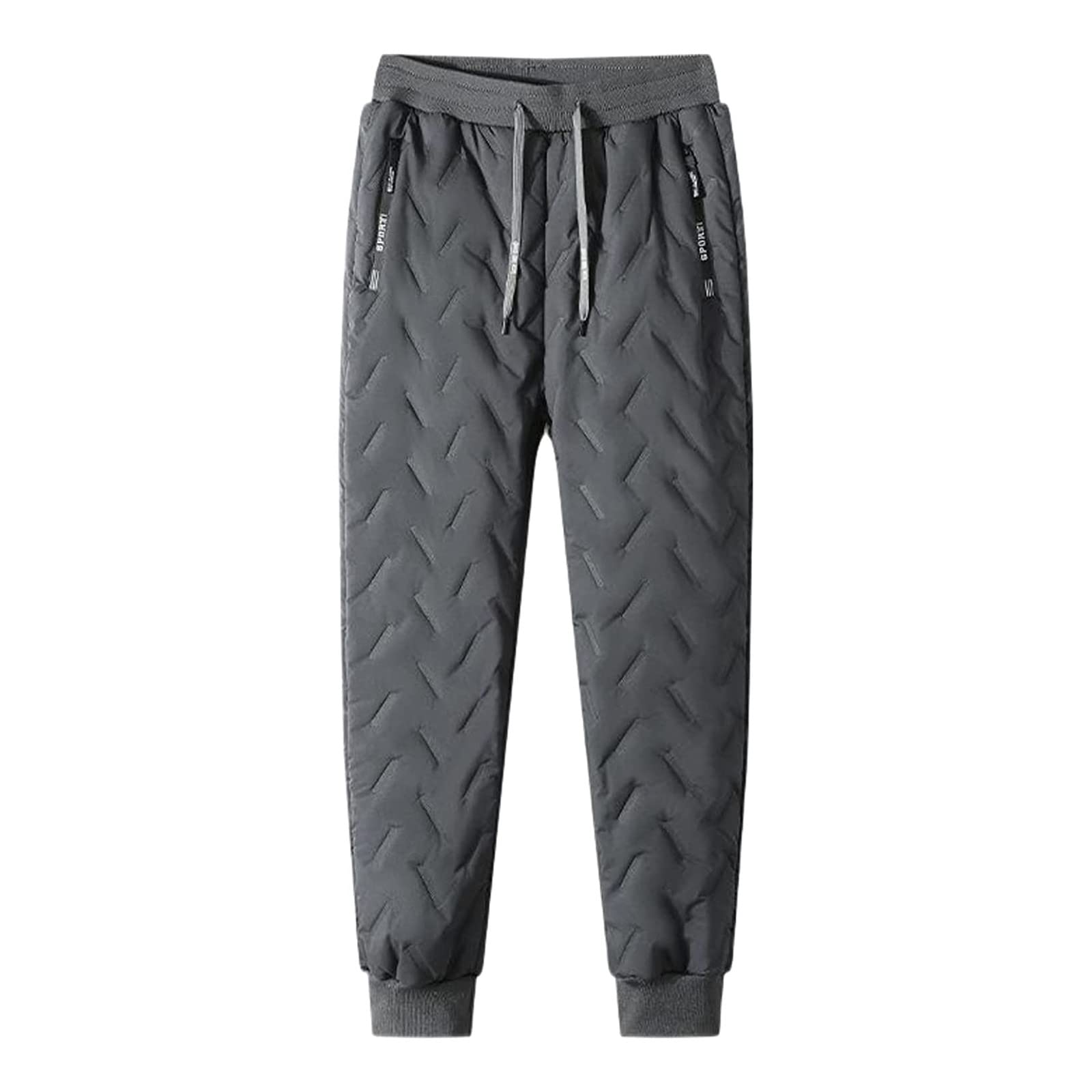 Pantaloni Jogging Uomo Invernali: In Cotone Termico Con Pile, Chiusura Lampo Integrale, Tasche, Neri, Per Fitness E Tempo Libero - 4