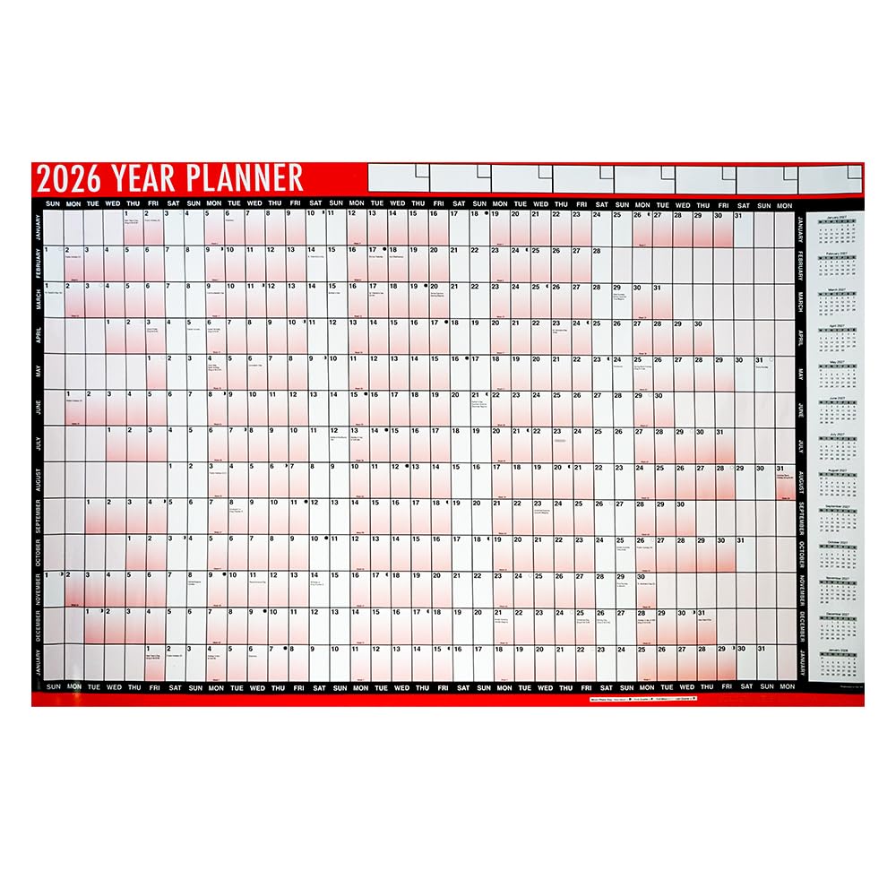 2026 A1 Year Wall Planner 85cm X 58cm- Calendar 2026 - Laminated unmounted Wall Planner With Stickers And Dry Wipe Pen for Home Business Office School