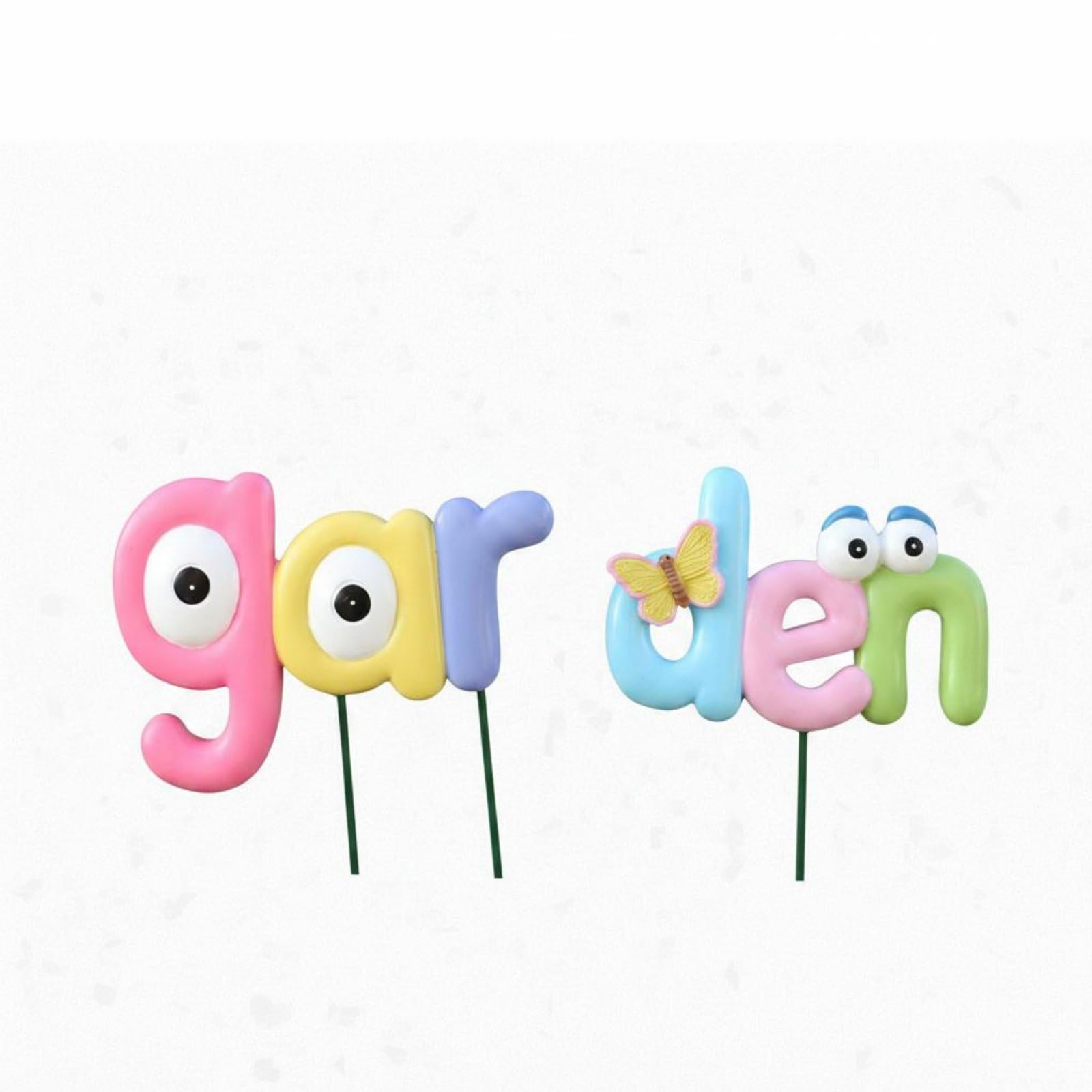 Weather-Resistant Decorative Word Sign Colorful Garden Word Stake 2-Piece Set Cartoon Garden Letter Sign Indoor Outdoor Use for Lawn, Flower Pot, Patio, Yard, Garden Plugin-image-8
