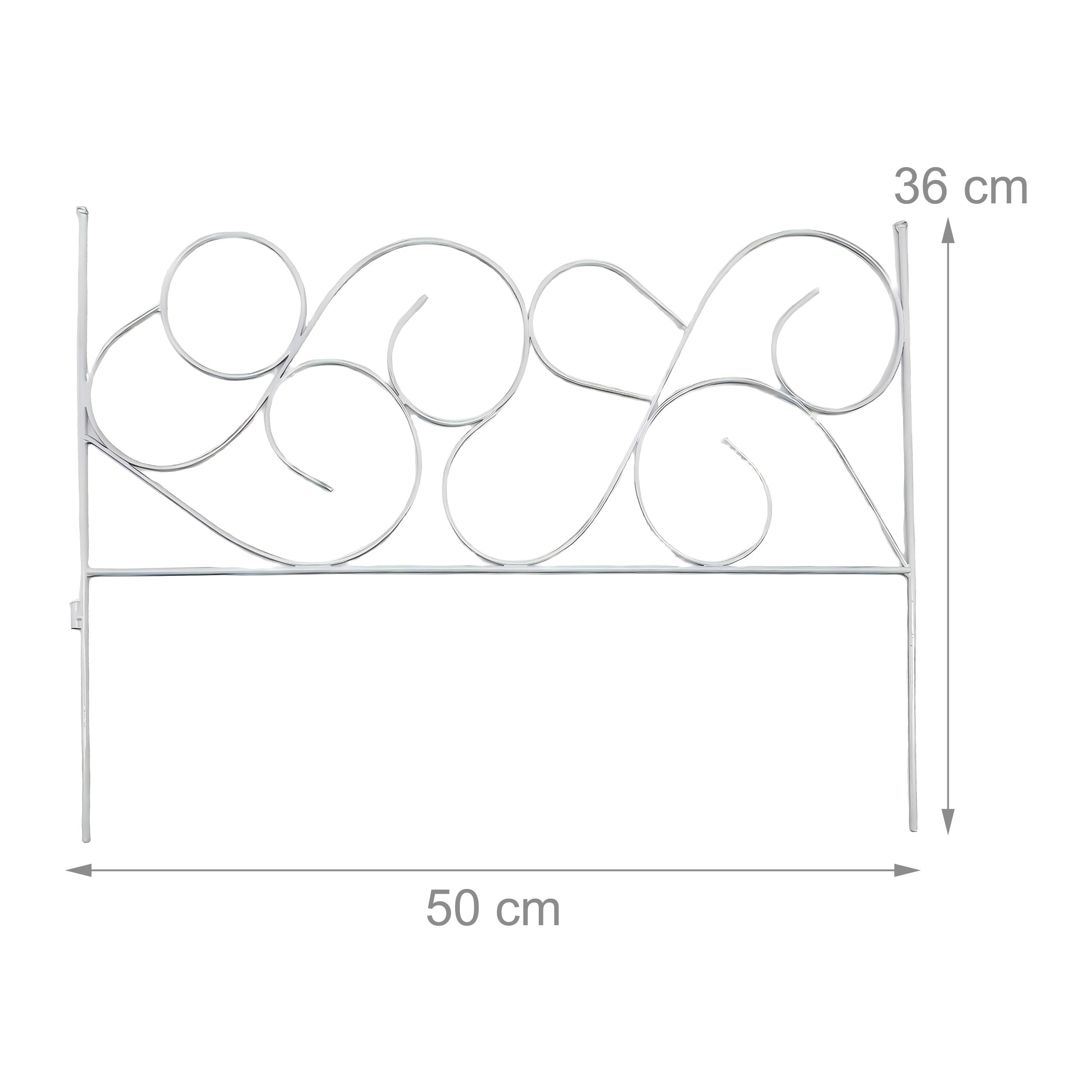 Relaxdays bordura aiuole, Metallo, 8 Elementi, Stile Liberty, HxB:36x400cm, da infilare, Bianca