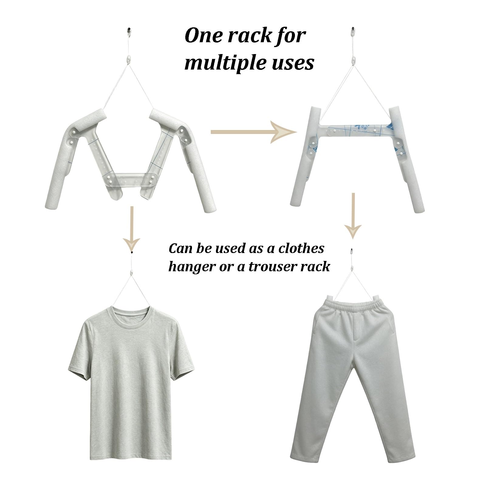Confezione da 2 grucce a forma di busto trasparente | Espositore per abbigliamento con manichini regolabili e sistema di sospensione a filo invisibile per negozi
