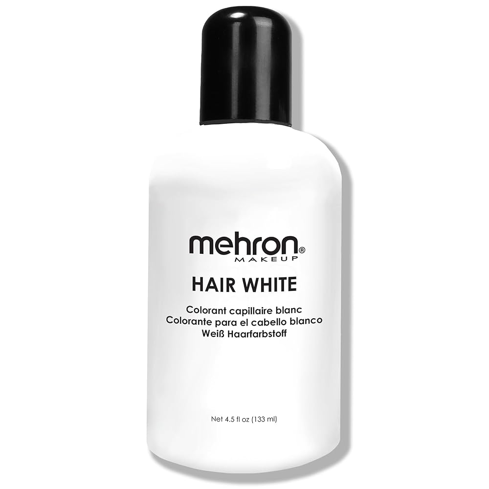 Mehron Makeup Hair White | Washable White Hair Dye | Temporary Hair Color for Theatre, Cosplay, & Halloween 4.5 oz (133 ml)