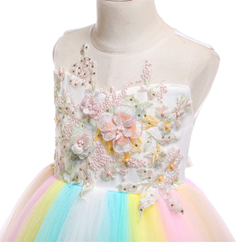 Flower Girl Rainbow Unicorn Dress Up Costume Colorful Ruffle Tulle |  Desertcart Fiji