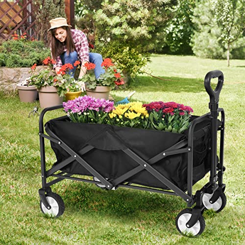 image for Generic Collapsible Folding Wagon, Heavy Duty Utility Beach Wagon Cart