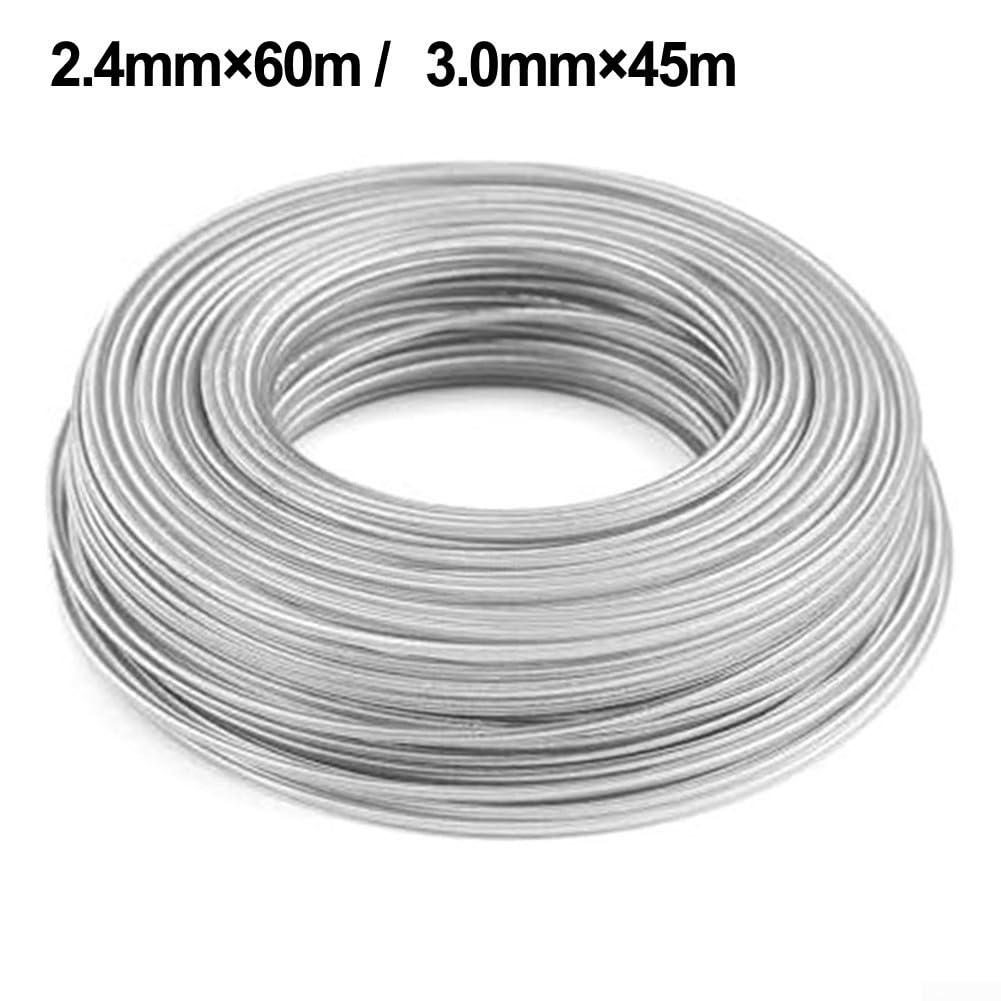 Filo resistente per decespugliatore, 2,4 mm, 60 m, 3,0 mm, 45 m, in nylon, per prato, decespugliatore a benzina, parti di ricambio color argento (3,0 mm x 45 m)