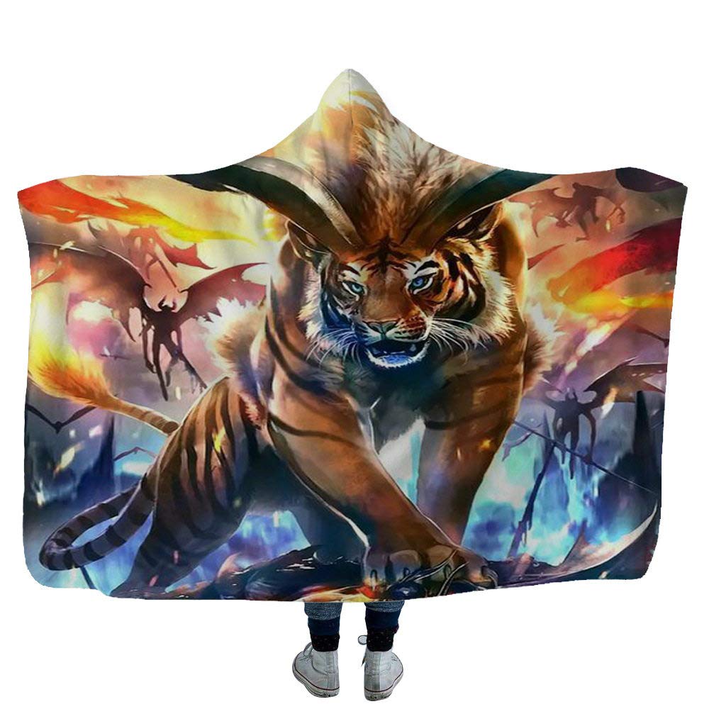 Couverture à capuchon contre le froid au bureau et à la maison motif tigre
