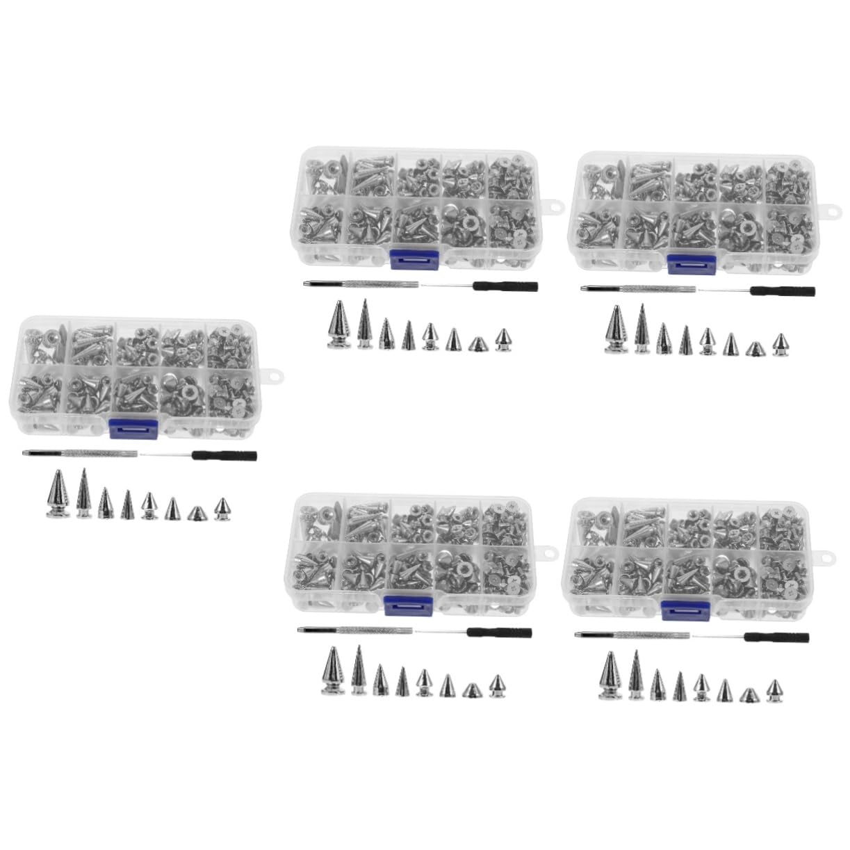 HOMSFOU 5 Sets Punk Nagel Set Gothic Zubehör Nieten Für Kleidung Mit Spikes Versehene Kleidungsnieten Dekorative Nieten Schuhdekorations Charms Punk Nieten Spikes Nieten Für