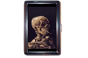 Vincent Van Gogh Skull with Burning Cigarette Stainless Steel Cigarette Case