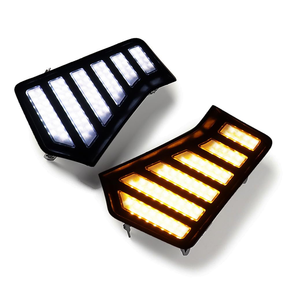 amopacorp Suitable for Toyota Tacoma 2024 2025 Dynamic Sequential DRL Daytime Running Light LED Driving White Fog Lamp with Amber Turn Signal Replacements 2pcs Left Right, Black Housing Clear Lens