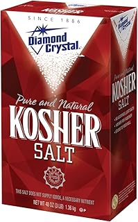 Diamond Crystal Kosher Salt – Full Flavor, No Additives and Less Sodium - Pure and Natural Since 1886 - 3 Pound Box