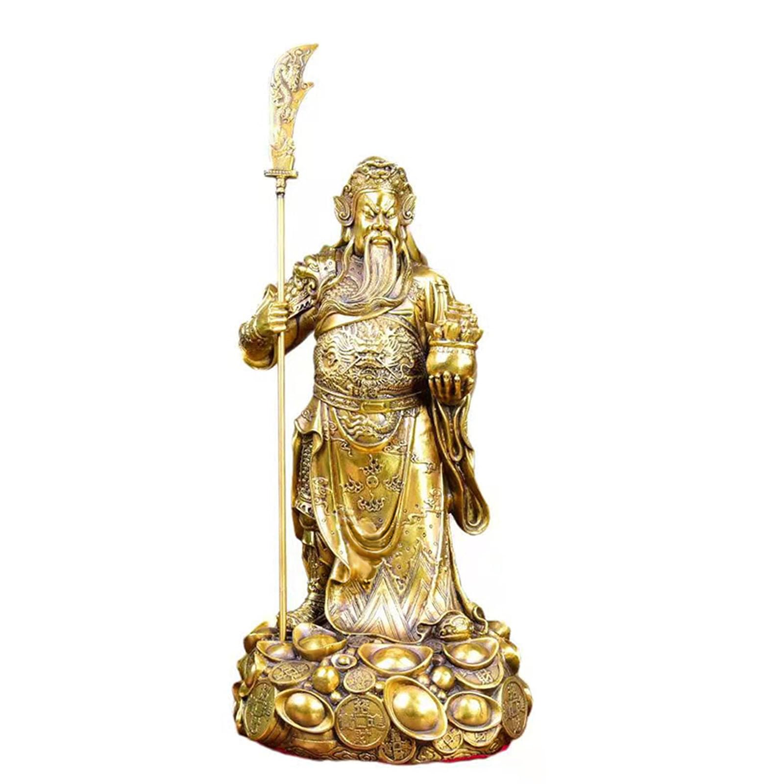 YXCQHZM Guan Gong Statue Brass Sculpture Modern Art Sculpture God of War Guan Yu Home Decoration Wealth Statue Feng Shui Decor (yellow,50cm)