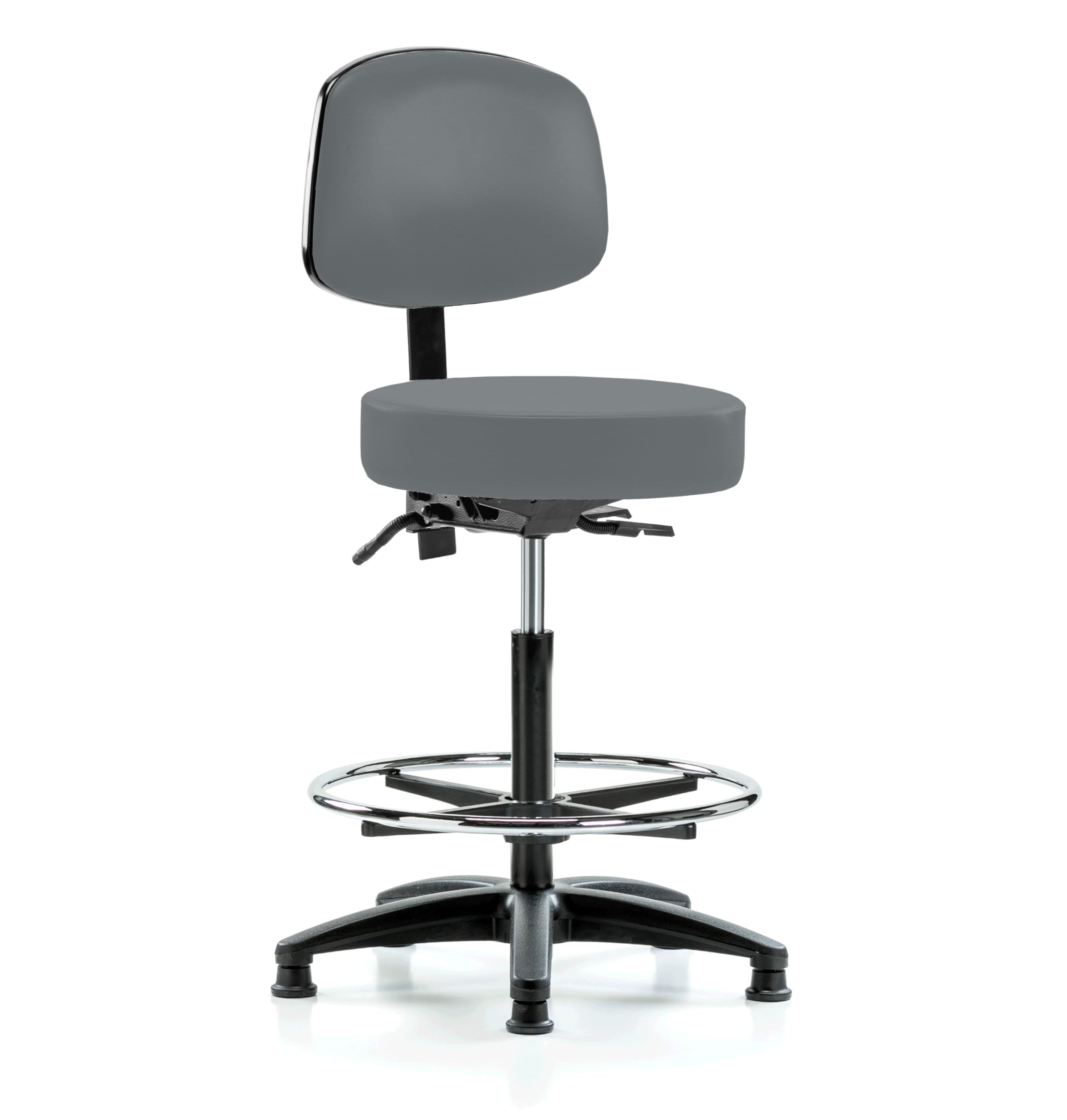 Perch Exam Stool with Foot Ring, Glides, 25-35", Cinder