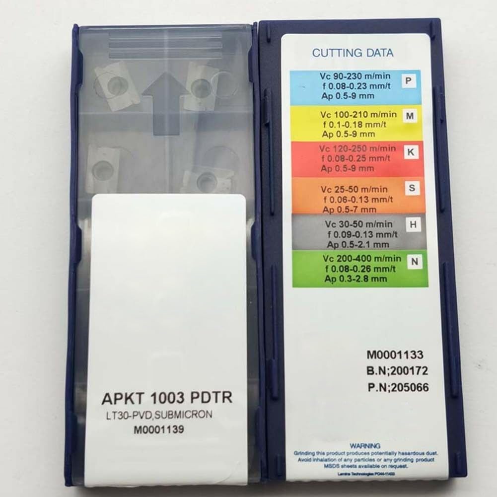 APKT 1003 PDTR Insertos de fresado, alto agarre y resistencia para corte a gran escala