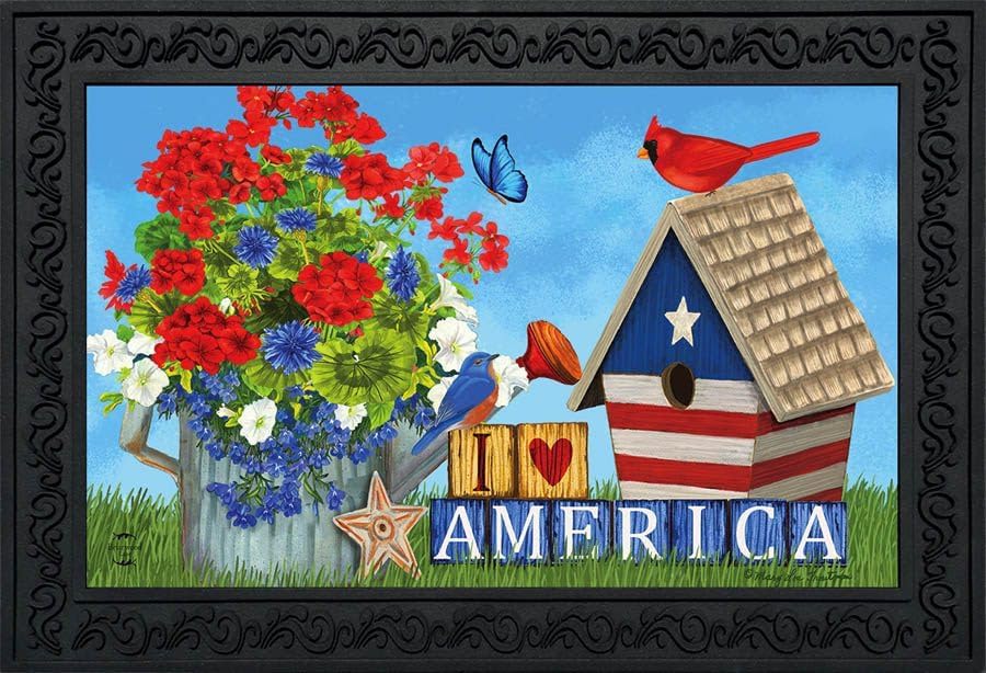 Briarwood Lane Felpudo patriótico I Love America