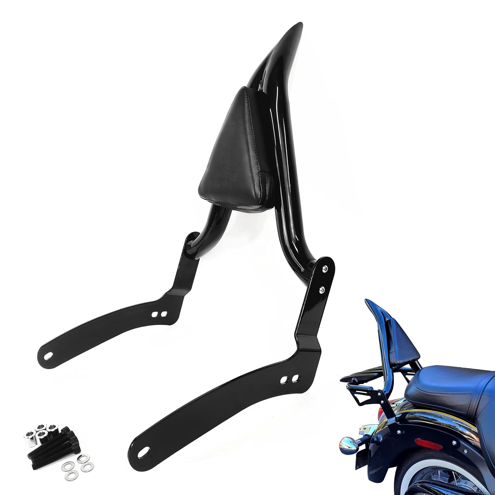 サボ　バイソン様 Amazon.com: DreDoggMoto Black Backrest Sissy Bar Passenger Back