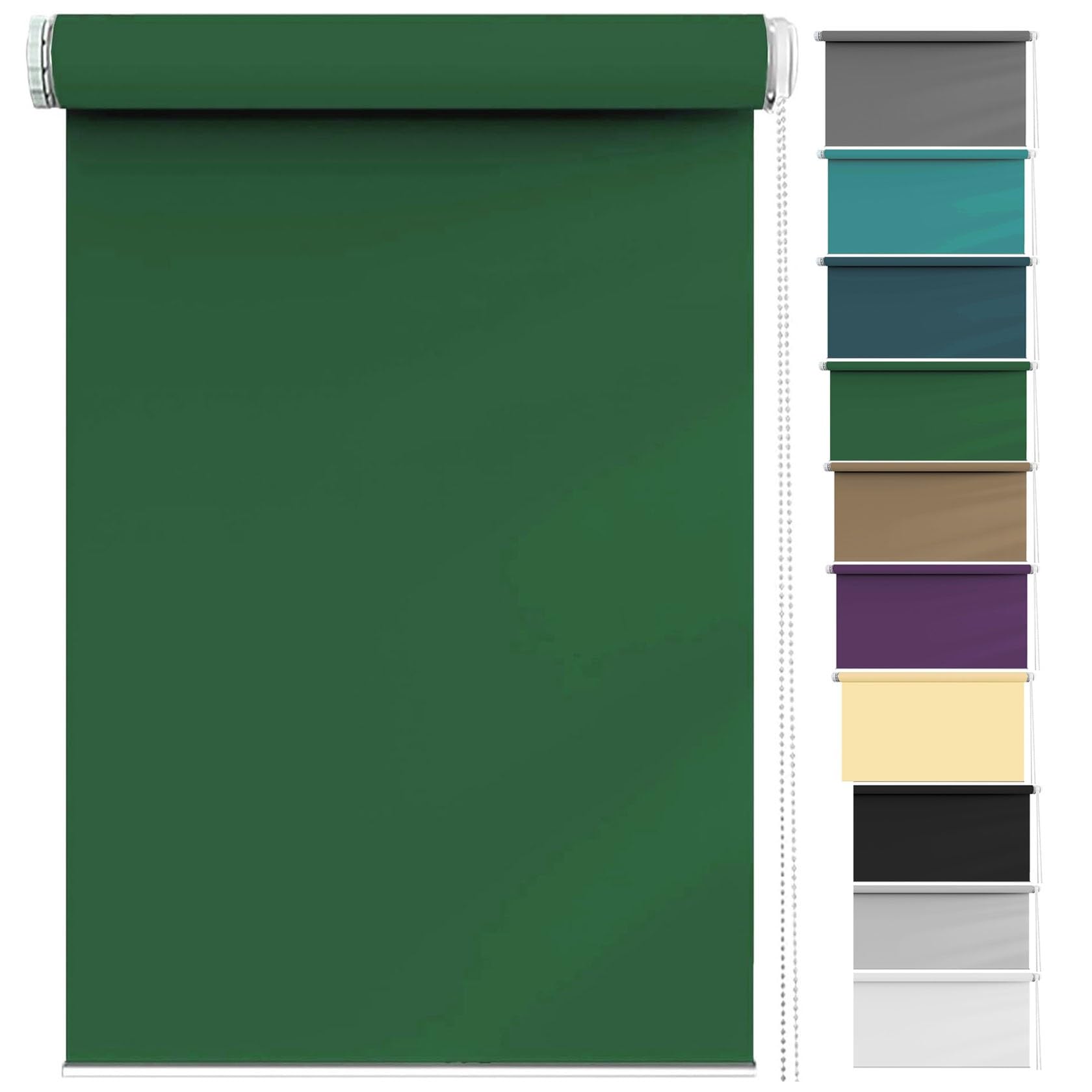 Blackout Roller Blinds 120 x 110 cm Privacy Protection Easy to Install, Roller, Roman and Vertical blinds Easy Fit Home Office for Bedroom, Nursery, Dark Green