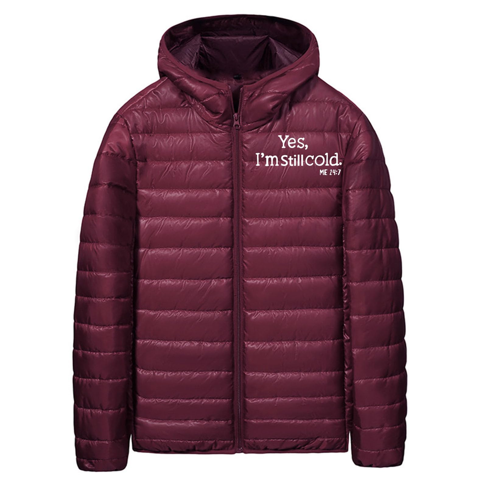 Mens Winter Jacket Lightweight Big and Tall Parka jackets with Pocket Casual Puffer Zip Up Skiing Long Sleeve