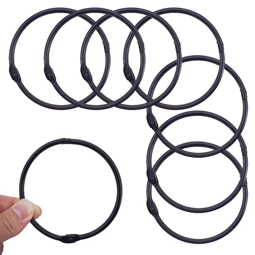 HAHIYO Black Metal Binder Rings 3.3 Inch, 8 Pack, Holds Up to 750 A4 Pages, Ideal for Loose Leaf Books, Index Cards, Keychains, Scrapbooks, Diaries, DIY Projects — image 1