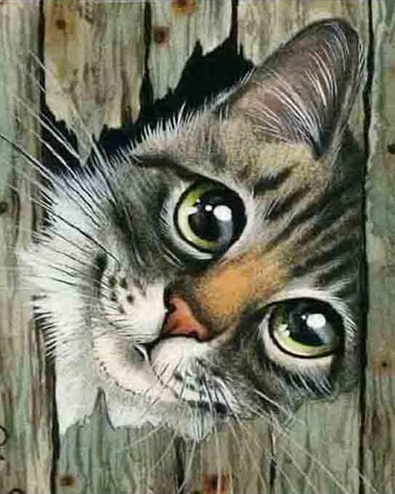 Moohue Needlecraft Wall Art Embroidery Painting Cute Animal Cat Counted Cross Stitch Kits for Adults Funny Art Craft Kits