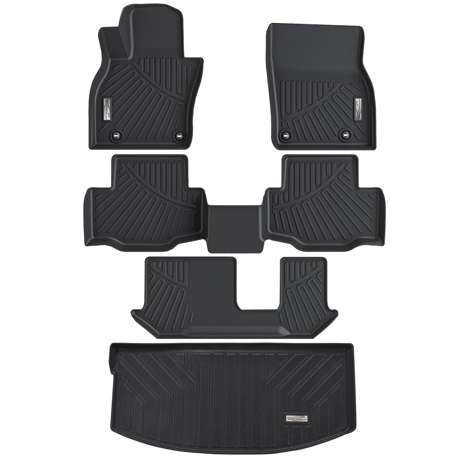 XINSHANGXIU Floor Mats & Cargo Liner for 2024 2025 Mazda CX90 & CX-90 PHEV 8 Passenger with 2nd Row Bench Seats,1st & 2nd & 3rd Row with Trunk mat Full Set,TPE All Weather Mats