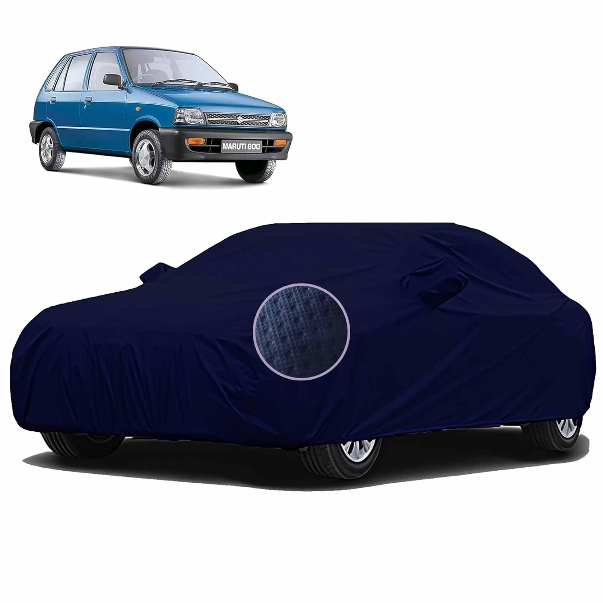 Sulfar 100% Waterproof Car Body Cover Compatible with Mirror for Maruti Suzuki 800 (Triple Stitched, Full Bottom Elastic