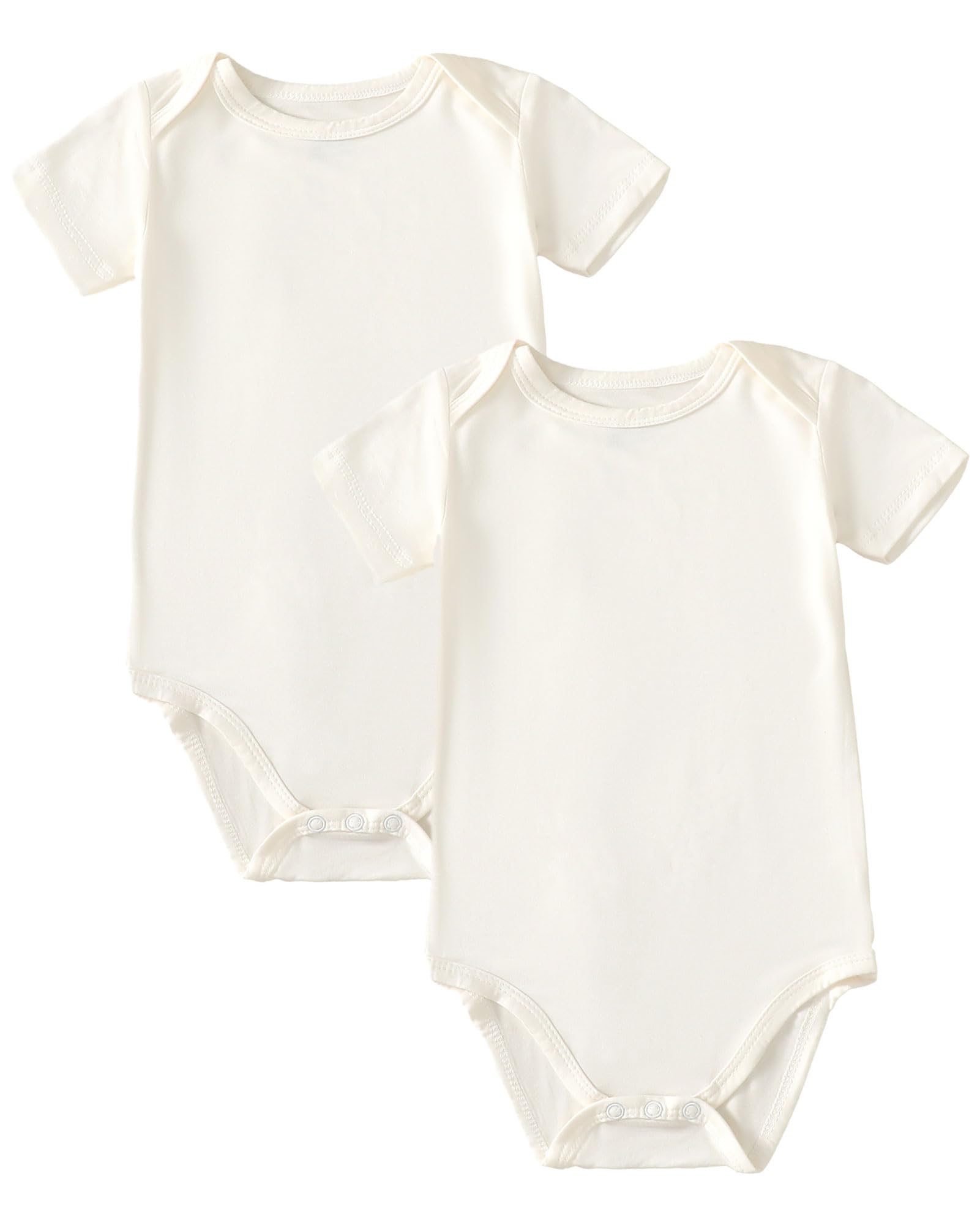 DEFAHN2PCS Bamboo Baby Rompers Unisex Onsies Solid Short Sleeve Baby Bodysuit 0-24 Months