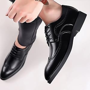 Calzado Vestir Cuero Sintético Zapatos Derby Hombre De Vestir - Hoefirm Oxfords Formales De Cordones, Piel Sintética, Para Boda O Oficina Zapatos Negros Marrones