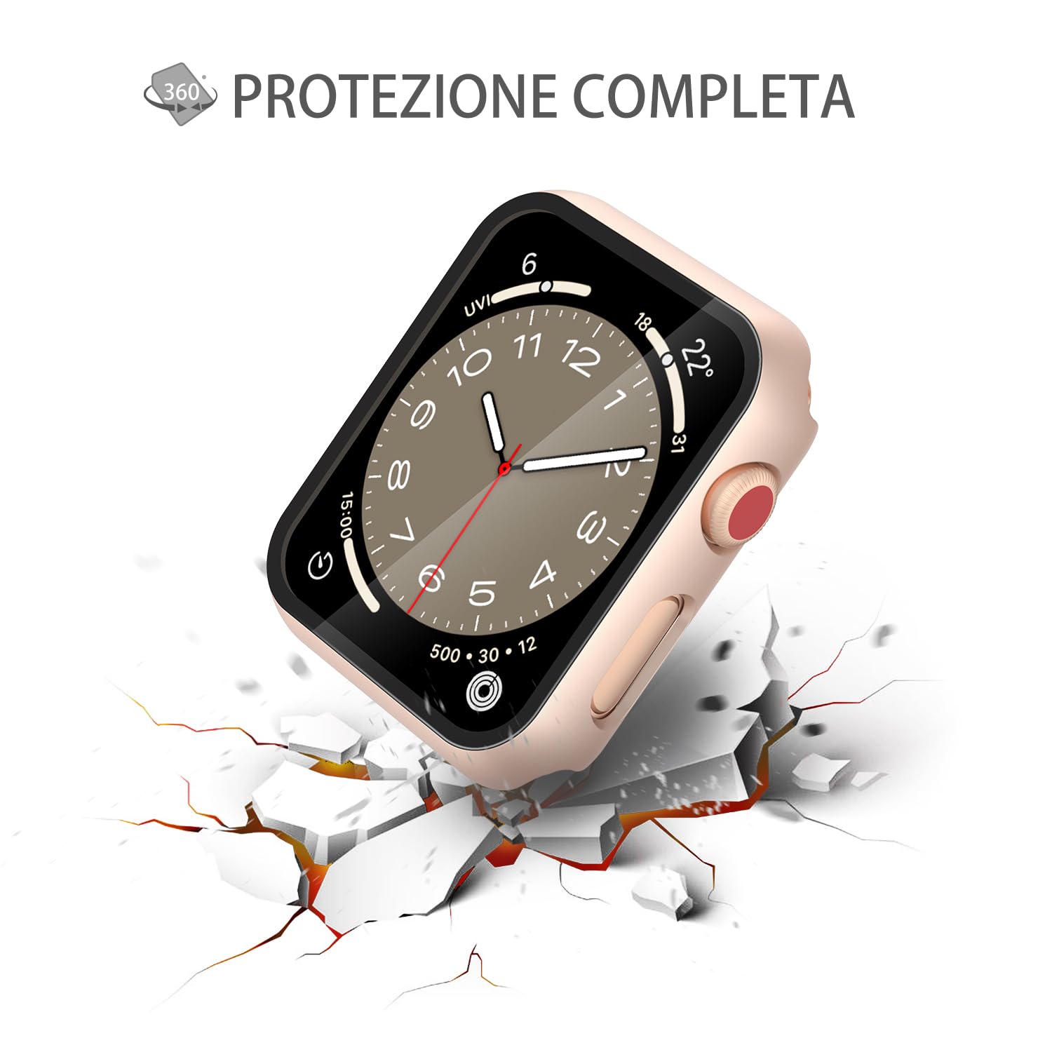 Misxi 2 Pezzi PC Cover Protezione con Vetro Temperato per Apple Watch Serie 3 Serie 2 42mm, Custodia Ultra-sottile Anti-caduta Resistente ai Graffi per iWatch, 1 Oro Rosa + 1 Trasparente