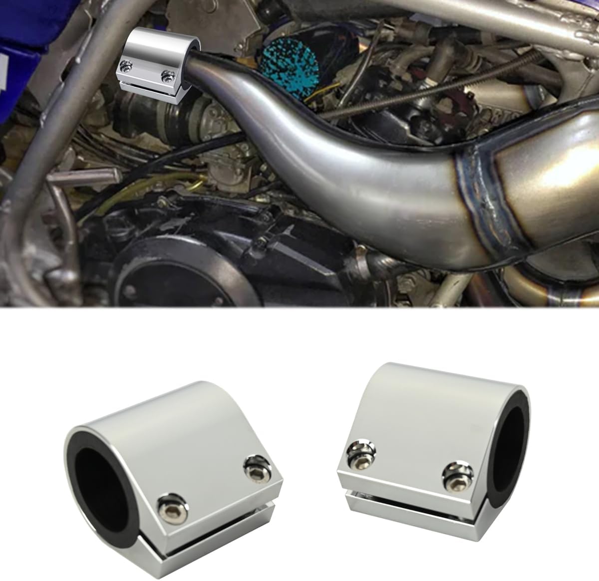Canitu 2Pcs 1'' Exhaust Clamp - Aluminum Butt Joint Band Sleeve Coupler, High Temp Narrow Band Muffler Seal for Ends and Exhaust System Connection - Yamaha Banshee 1987-2006 (Silver)