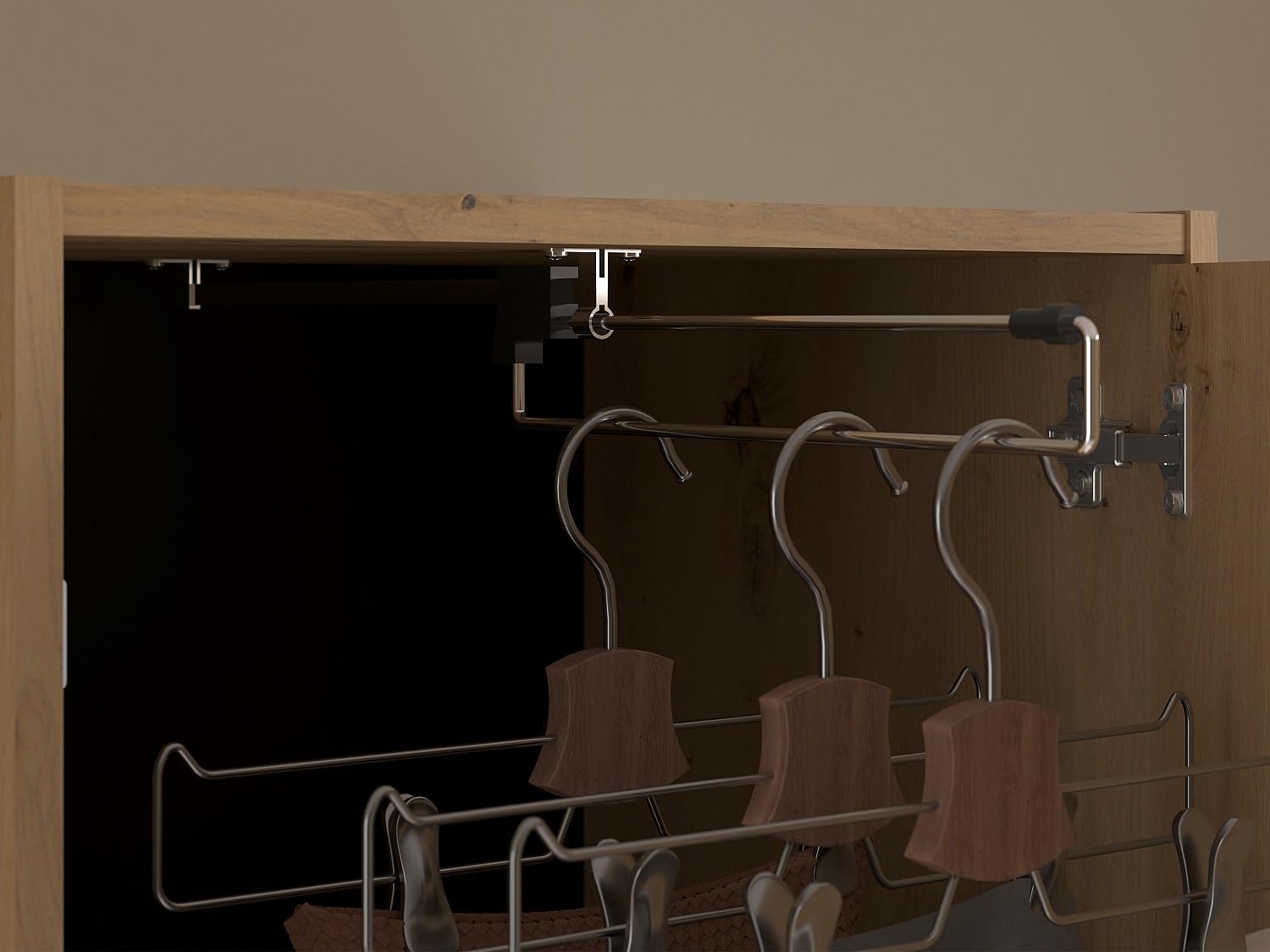 Vente-unique - Lit Pont 160 x 200 cm avec rangements - avec LEDs - Coloris : Naturel et Noir + Sommier + Matelas - VARLY