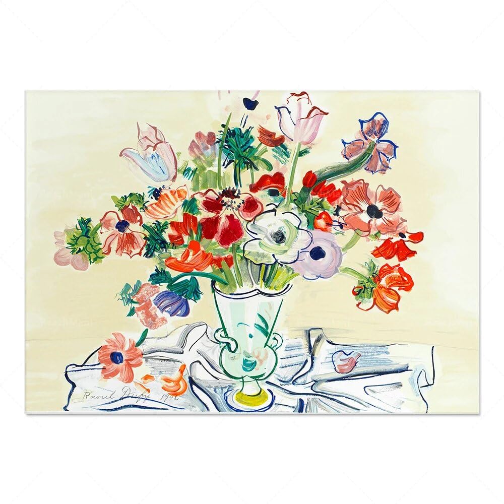 LHHJF LJHFA Raoul Dufy Exhibition Poster Abstract Vintage Floral Wall Art Raoul Dufy Canvas Painting And Prints Home Decor Picture 40x60cm No Frame