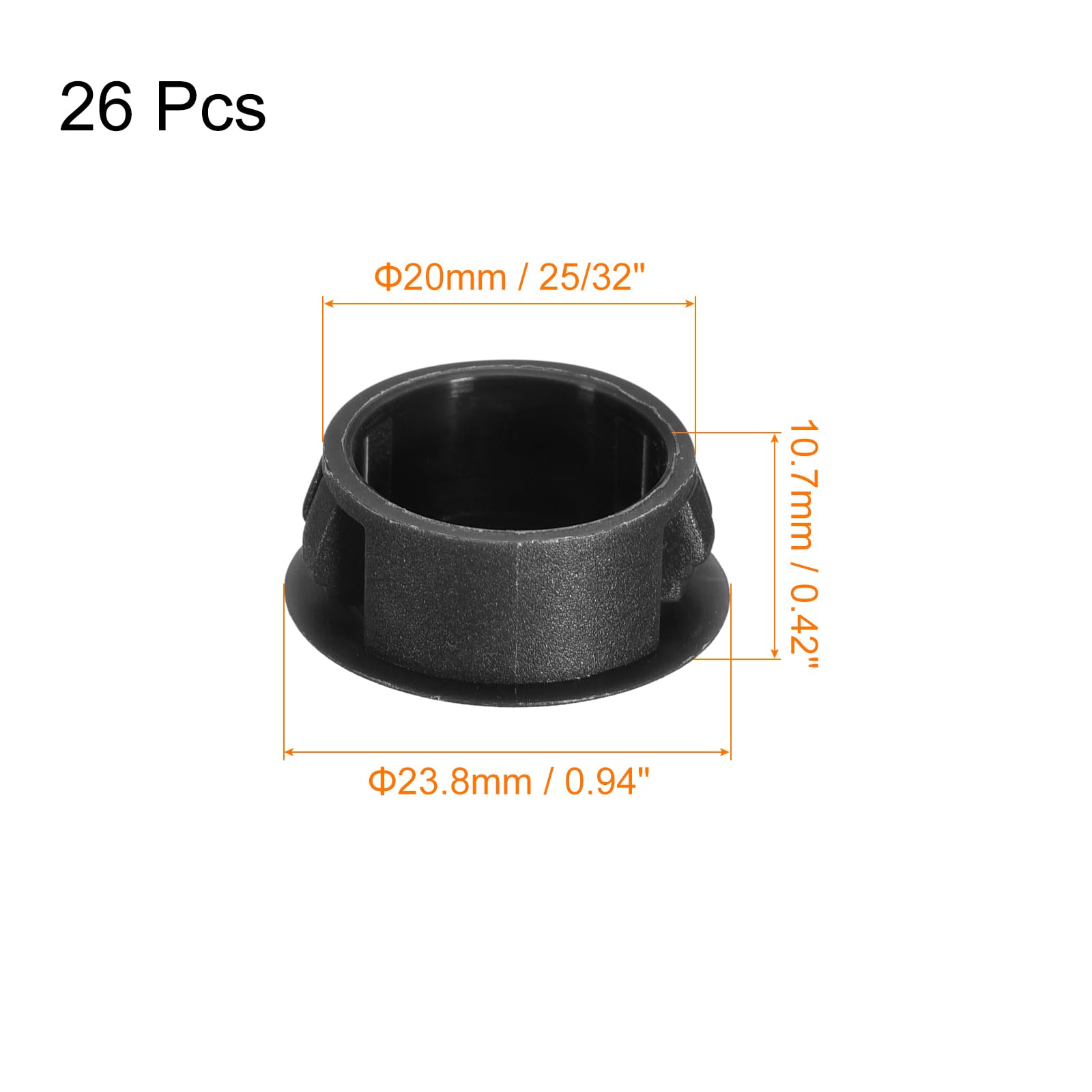 QUARKZMAN Tappi Fori Plastica da 20mm (25/32"), 26Pz Tappi Copriforo, Tappo di Copertura in Plastica Tipo a Incasso, Tappi Chiusura Roton Mobili, Inserti Estremità Pannelli, Neri